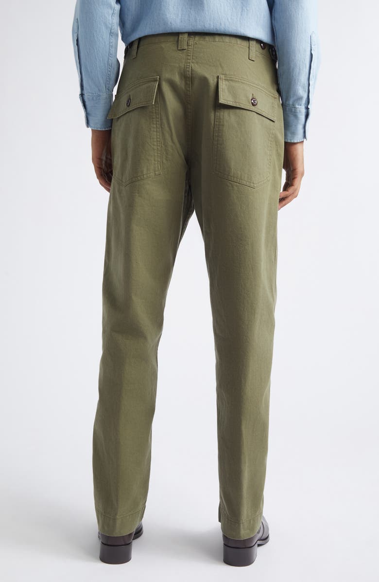Drake's Cotton Twill Fatigue Trousers, Alternate, color, Khaki