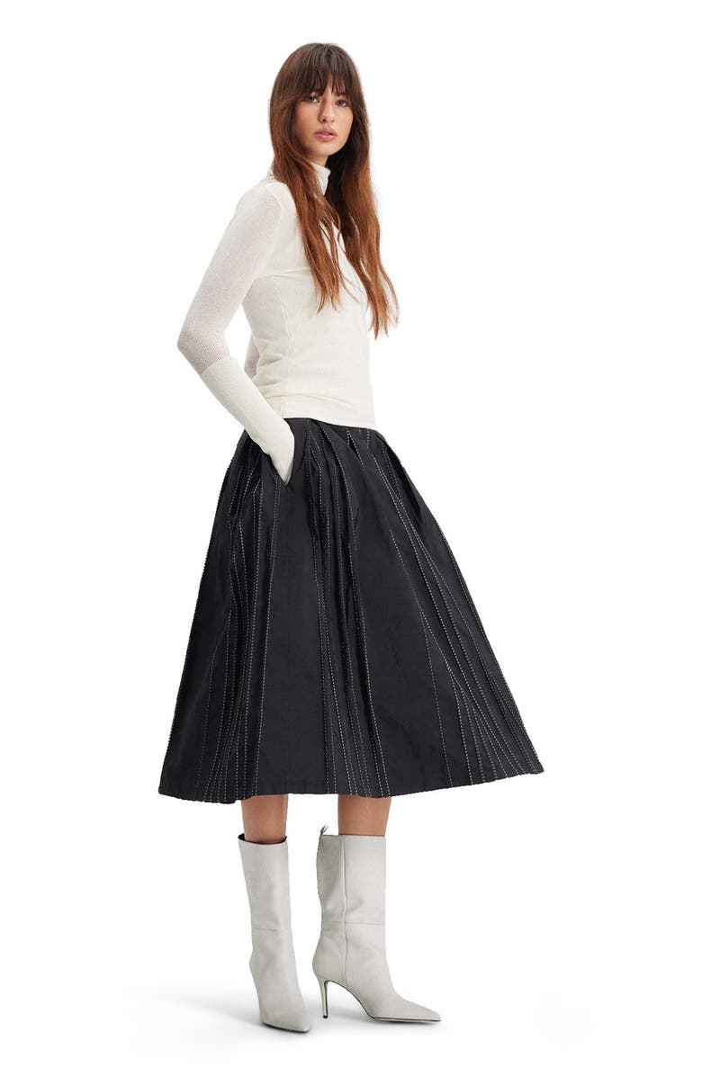 THEO The Label Theia Striped Taffeta Pleated Midi Skirt, Alternate, color,