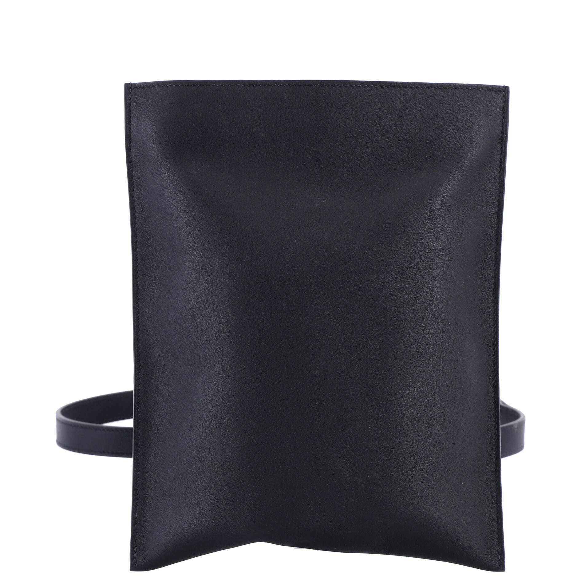 Pre-Owned Hermes Pochenplus Sling Wallet Leather, Main, color, Noir