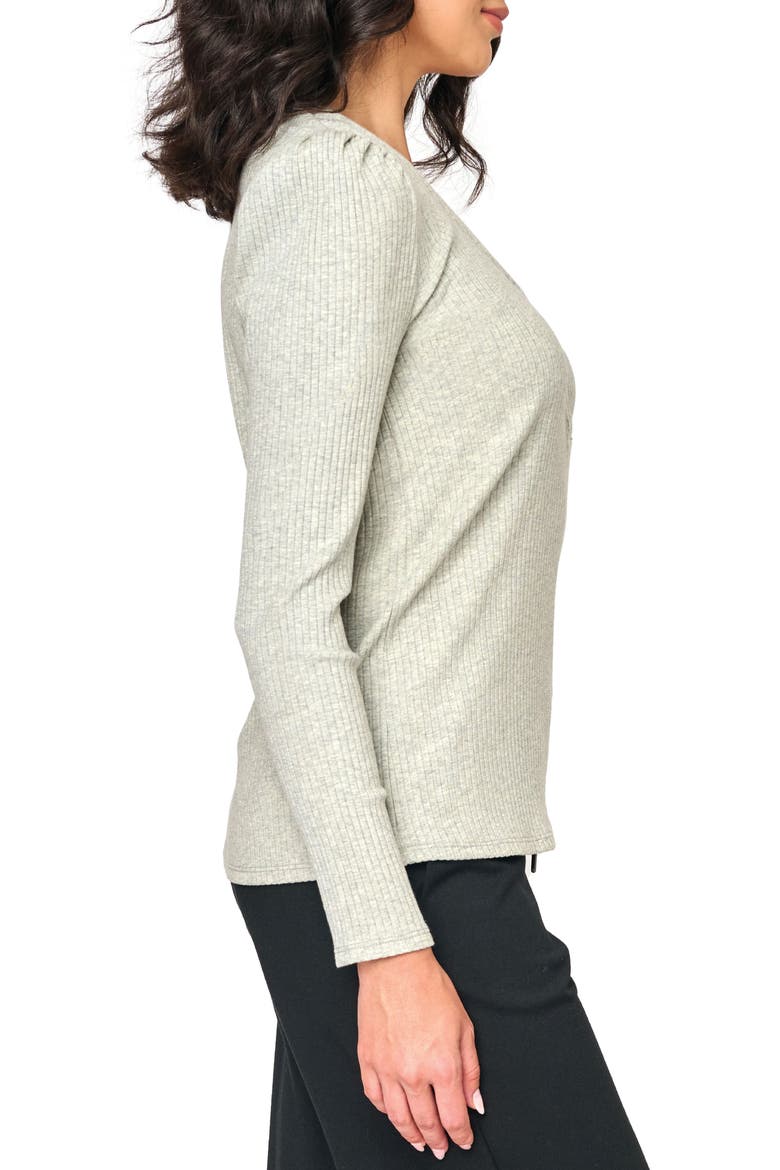 Amelia Cotton Rib Henley, Alternate, color, HEATHER GREY