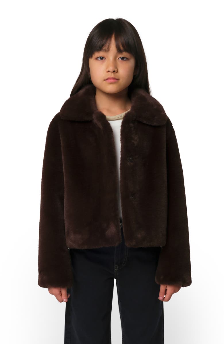 Apparis Kids' Elis Pluche<sup>™</sup> Faux Fur Coat, Alternate, color, Espresso