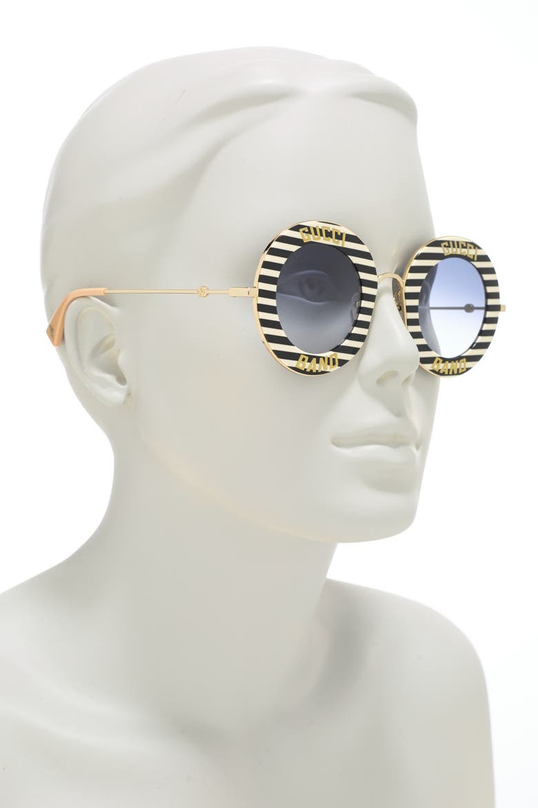 Band 44mm Round Sunglasses, Alternate, color, BLK/WT STRP