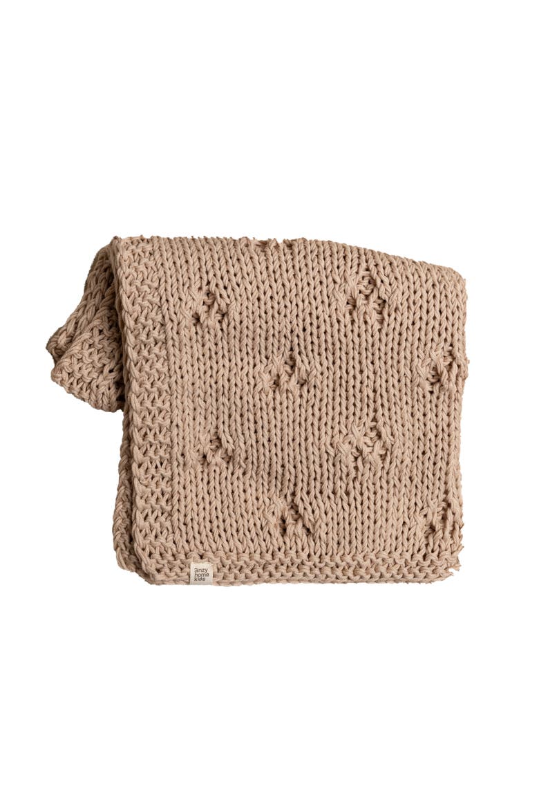 Baby Blanket Hand-Knitted Pointelle, Main, color, Sand
