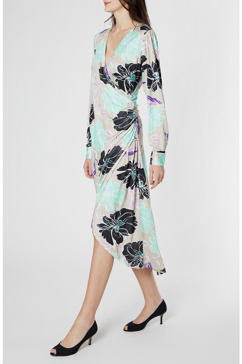 Selina Long Sleeve Maternity/Nursing Dress, Alternate, color, GREY BLOOM PRINT
