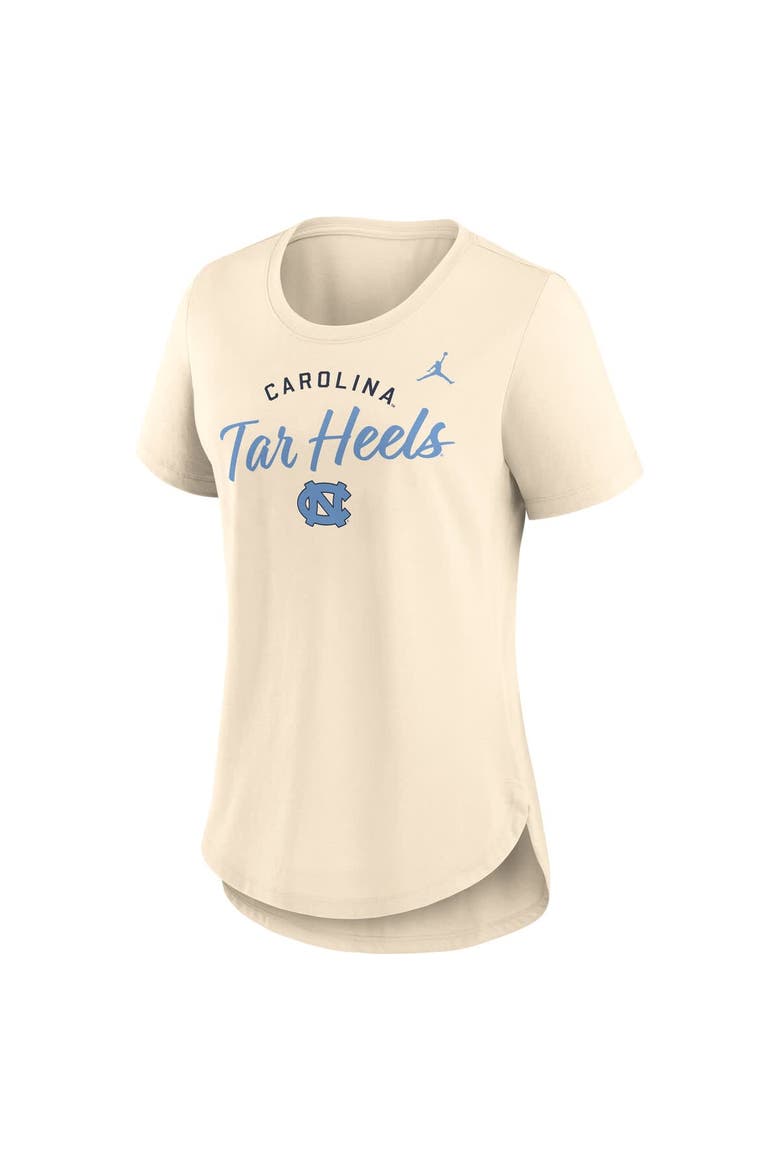 Women's Jordan Brand  Tan North Carolina Tar Heels Script Logo Tri-Blend T-Shirt, Alternate, color, Tan