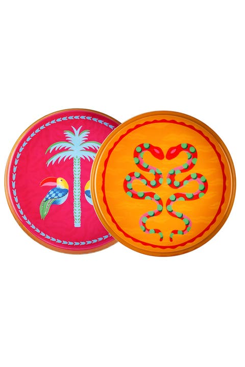 Snake Metal Decorative Tray 2 Pcs Set