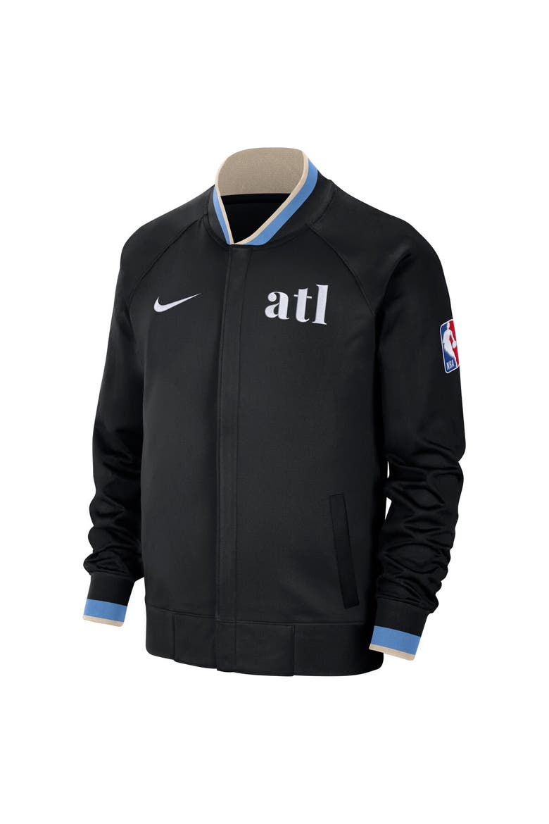 Men's Nike Black Atlanta Hawks 2023/24 City Edition Authentic Showtime Performance Raglan Full-Zip Jacket, Alternate, color, Black