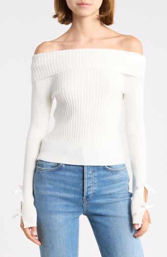 Bow Sleeve Off the Shoulder Sweater
