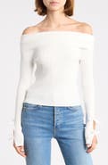 Madden Girl Bow Sleeve Off the Shoulder Sweater
