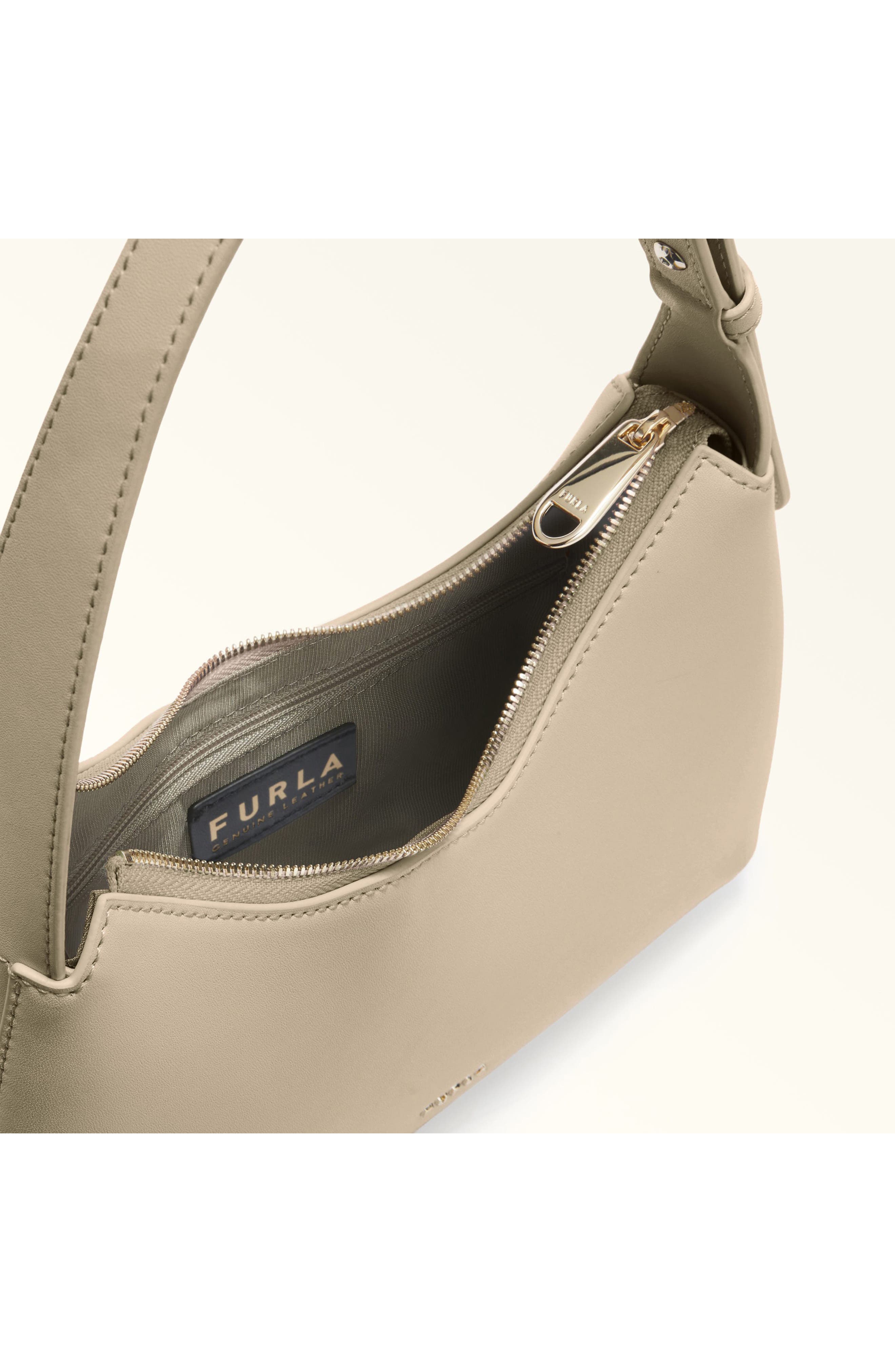Furla Febe Leather Shoulder Bag, Alternate, color, Taupe