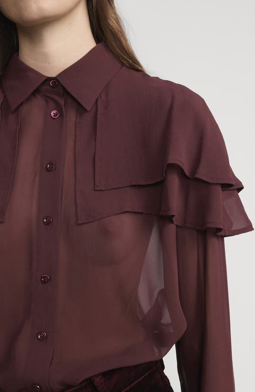 Frame The Silk Cape Button-up Shirt In Burgundy