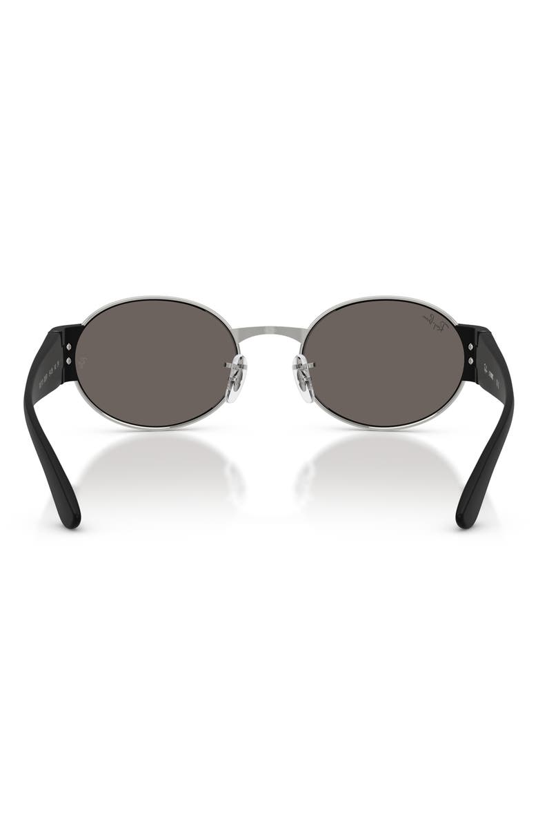 Ray-Ban 52mm Oval Sunglasses, Alternate, color, Silver / Dark Grey