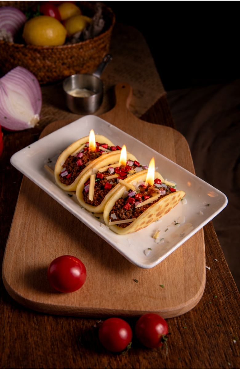 Southlake gifts Taco Candle, Alternate, color, Yellow / Brown