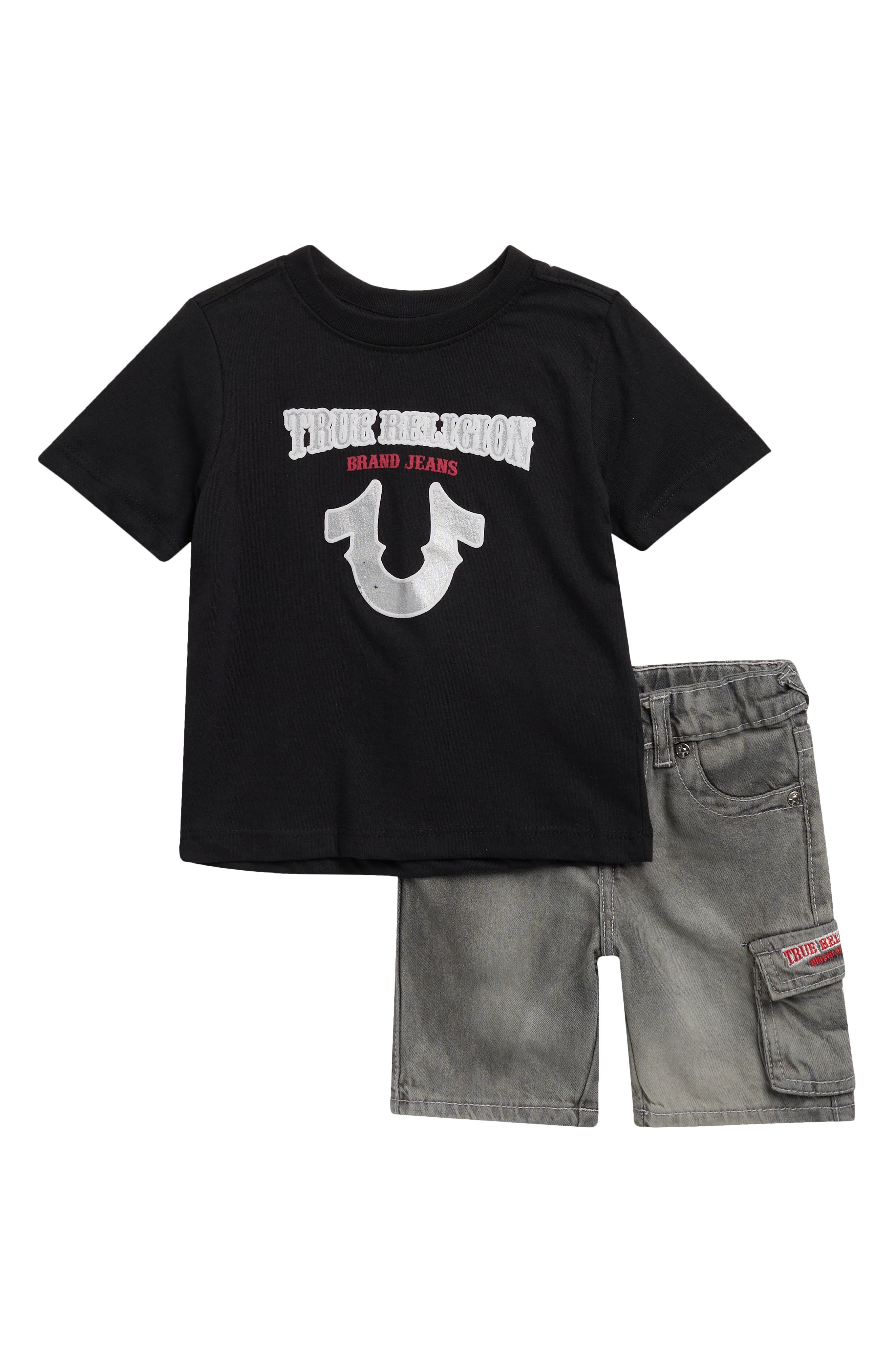 True Religion Knit Graphic T-Shirt & Denim Cargo Shorts Set