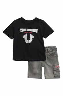 True Religion Knit Graphic T-Shirt & Denim Cargo Shorts Set