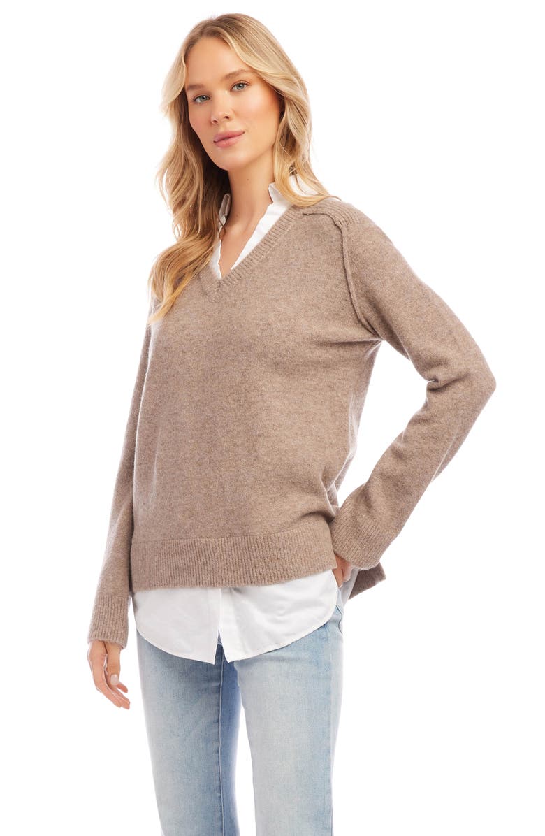 Karen Kane Mixed Media Layered Sweater, Alternate, color,