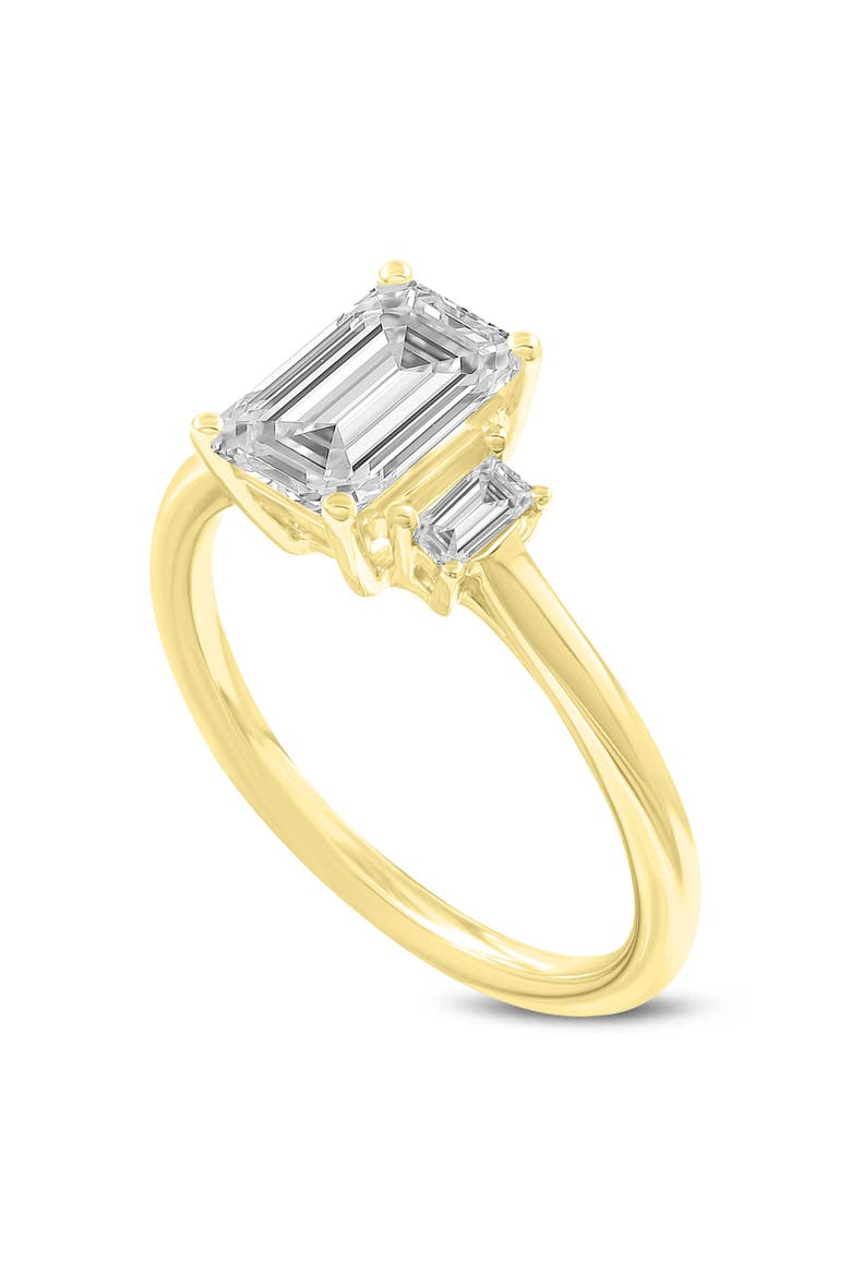 Seraphine 14K Yellow Gold Emerald Cut Lab Grown Diamond 3 Stone Engagement Ring - 1.75 ctw, Main, color, 14K Yellow Gold