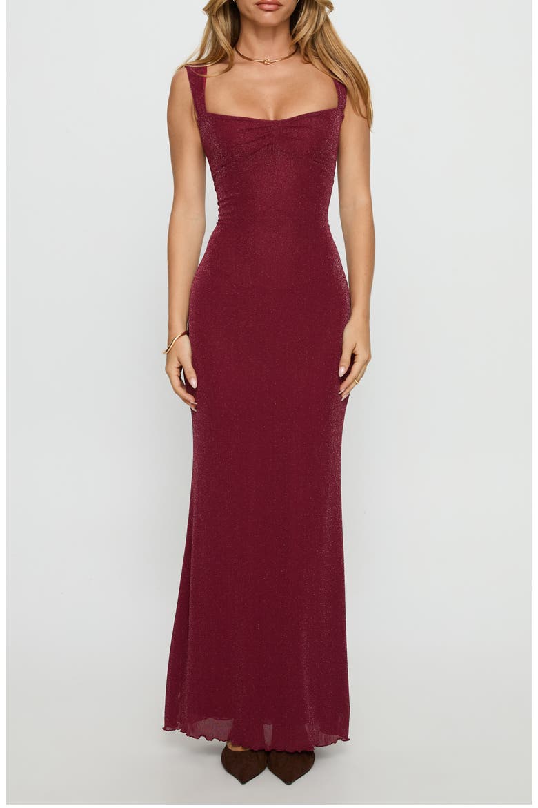 Crisanto Sparkle Lace-Up Gown, Main, color, BURGUNDY
