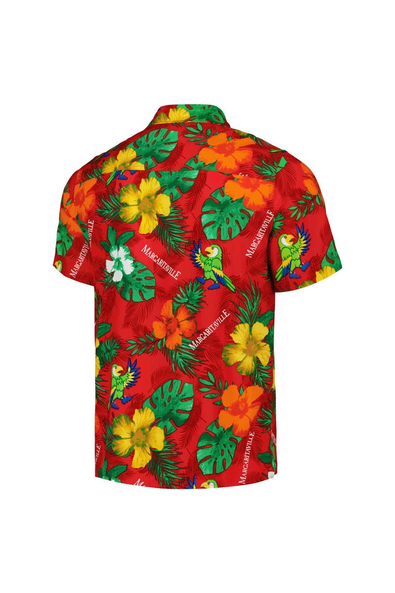 Men's Margaritaville Red NASCAR Island Life Floral Party Full-Button Shirt, Alternate, color, Red