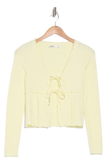 Elodie Tie Front Long Sleeve Crop Top In Baby Yellow