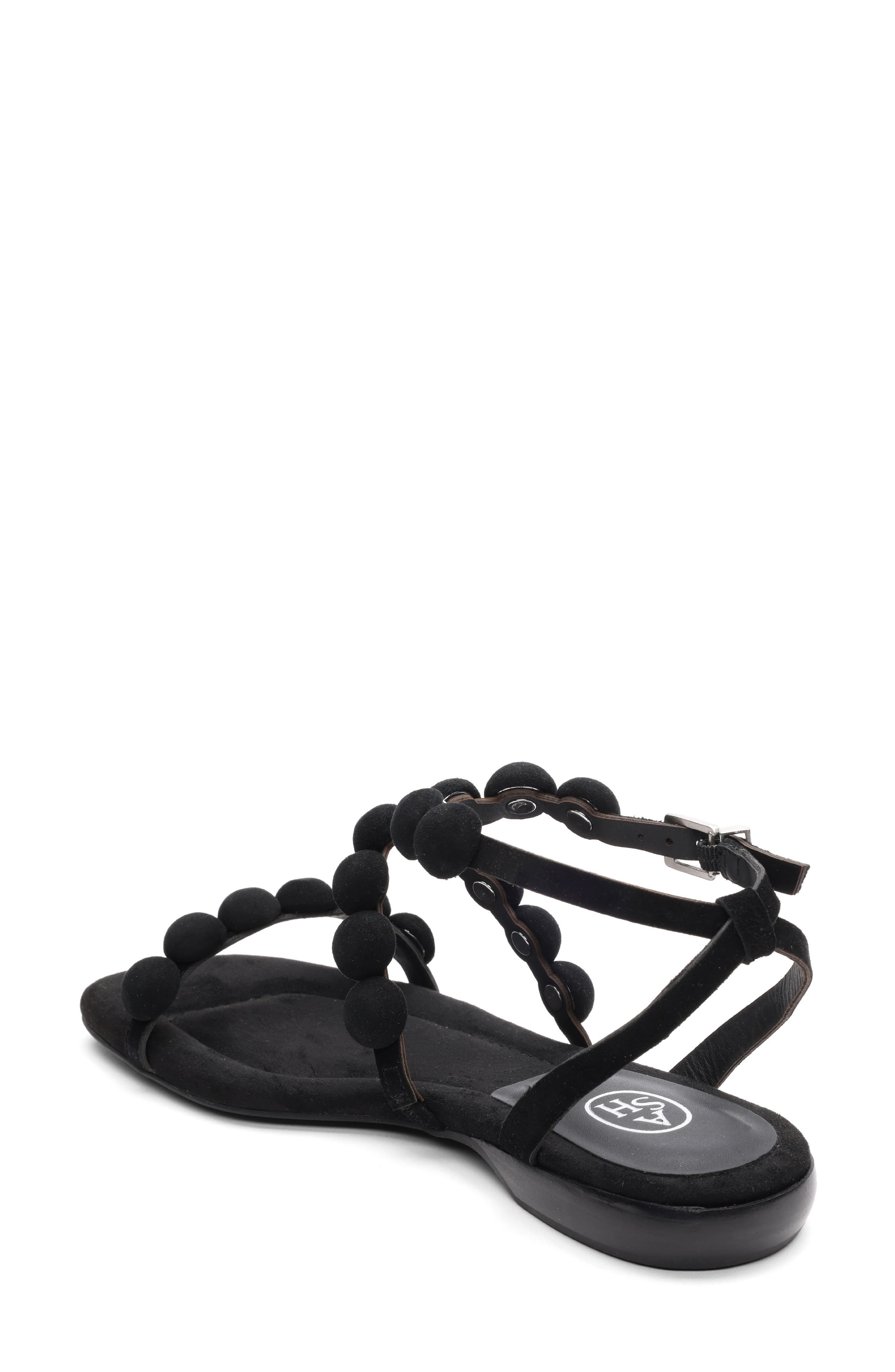 Ash Regy Pompom Sandal, Alternate, color, Black
