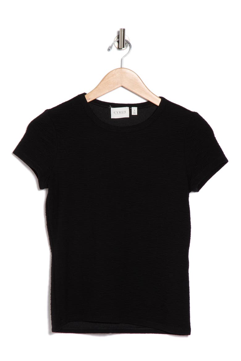 Crewneck Cap Sleeve Top, Alternate, color, BLACK