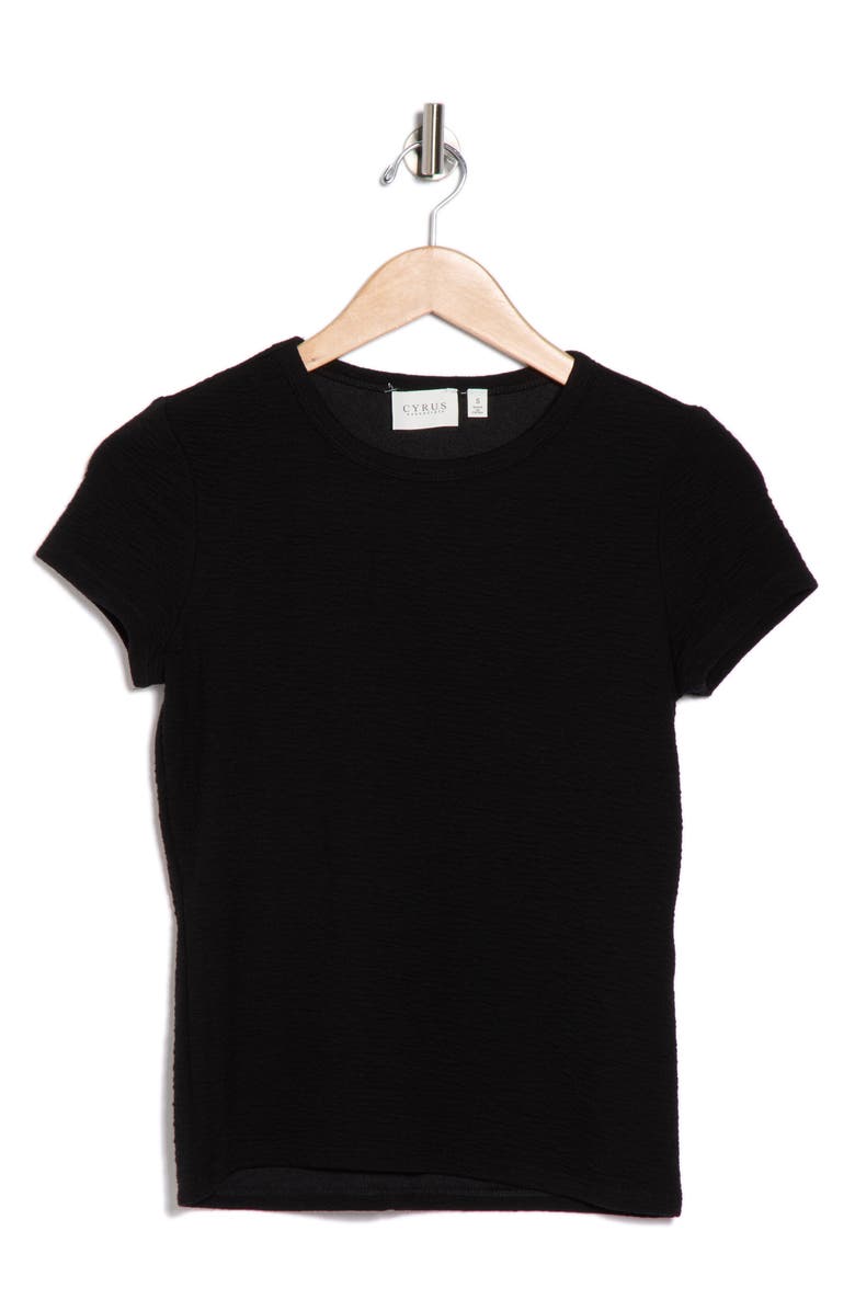 CYRUS Crewneck Cap Sleeve Top, Alternate, color, Black