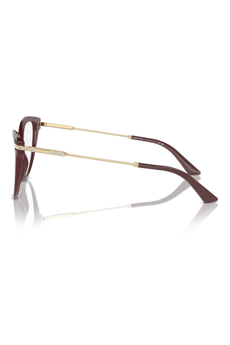 52mm Cat Eye Optical Glasses, Alternate, color, RED / DEMO LENS