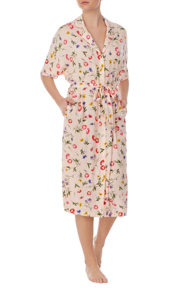 Dolman Sleeve Front Button Caftan (Nordstrom Exclusive), Main, color, PINK/FL
