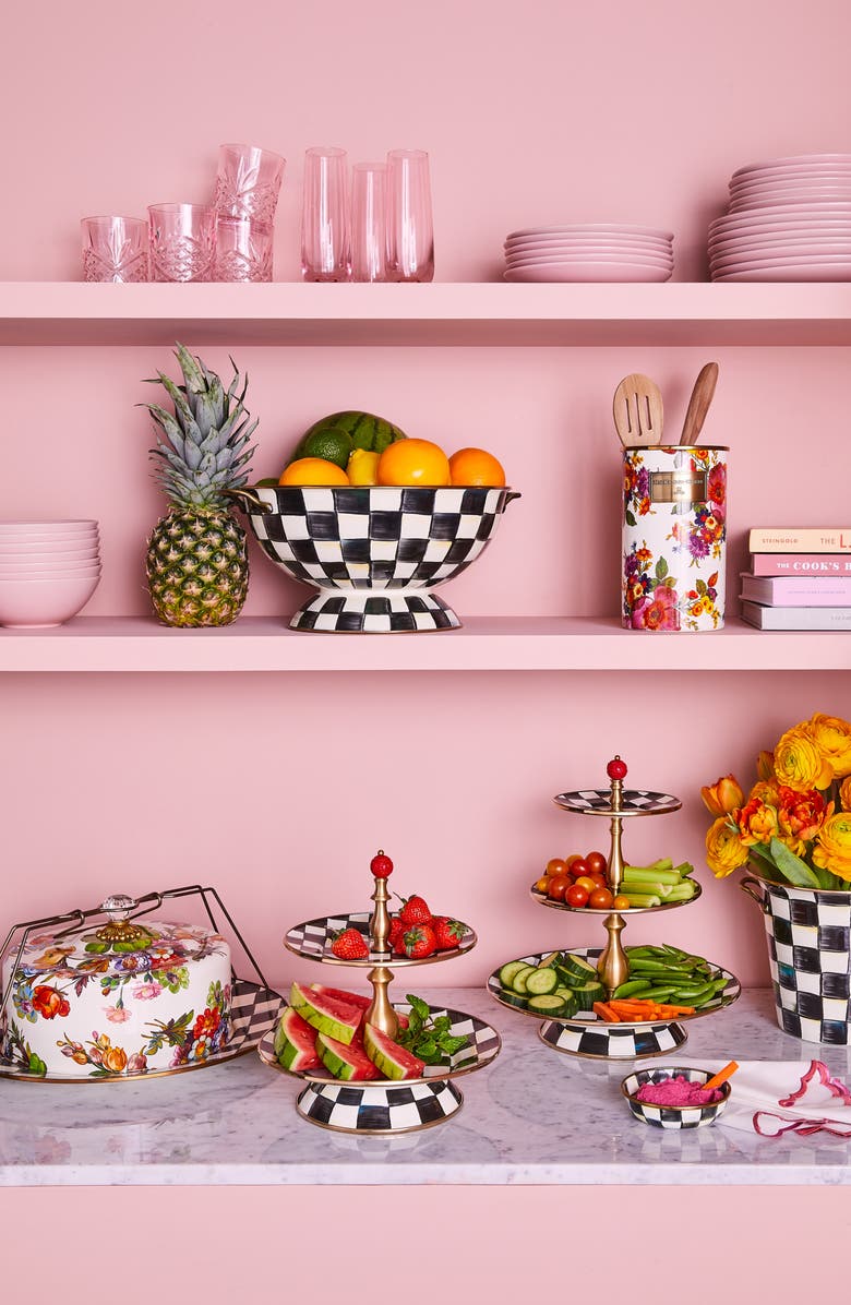 MACKENZIE CHILDS Courtly Check Enameled Steel Everything Bowl, Alternate, color, Black/ White