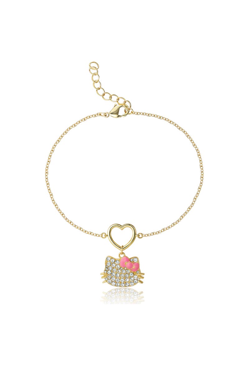 Pave Heart Charm Bracelet, Alternate, color, Gold