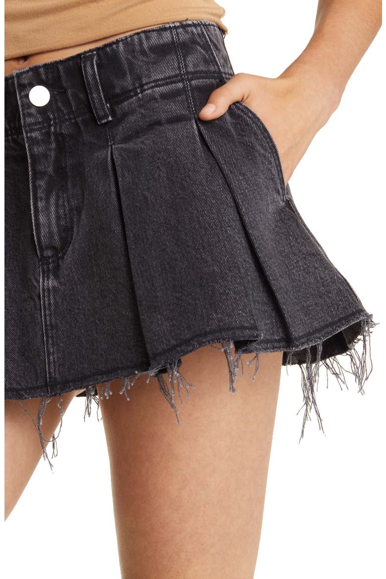 Chloe Pleated Miniskirt, Alternate, color, WASHED BLACK