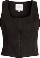 HIDDEN JEANS Faux Sude Bodycon Front Zip Vest