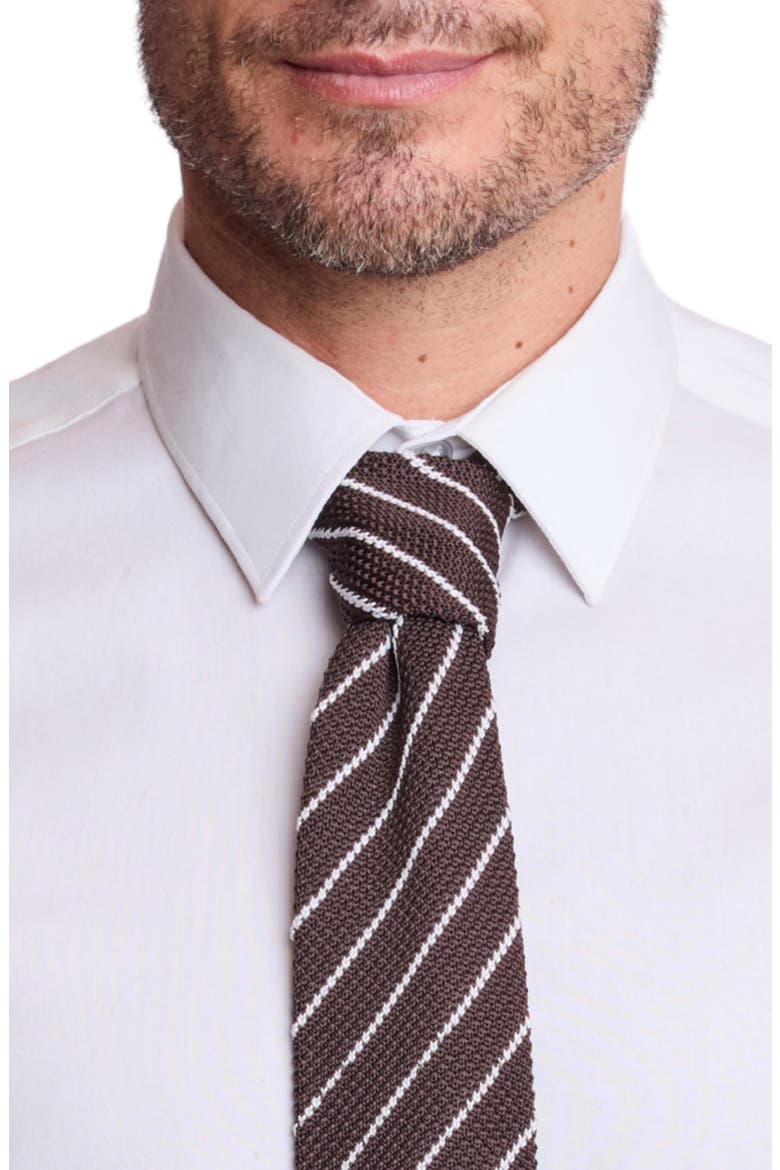 Stanley Striped Knit Tie, Alternate, color, DK BROWN STRIPE