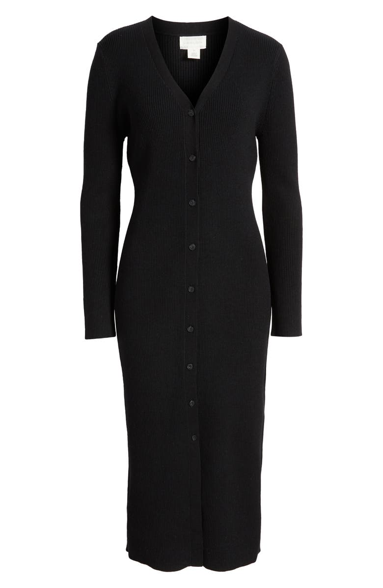 Caslon<sup>®</sup> Long Sleeve Button-Up Rib Sweater Dress, Alternate, color,