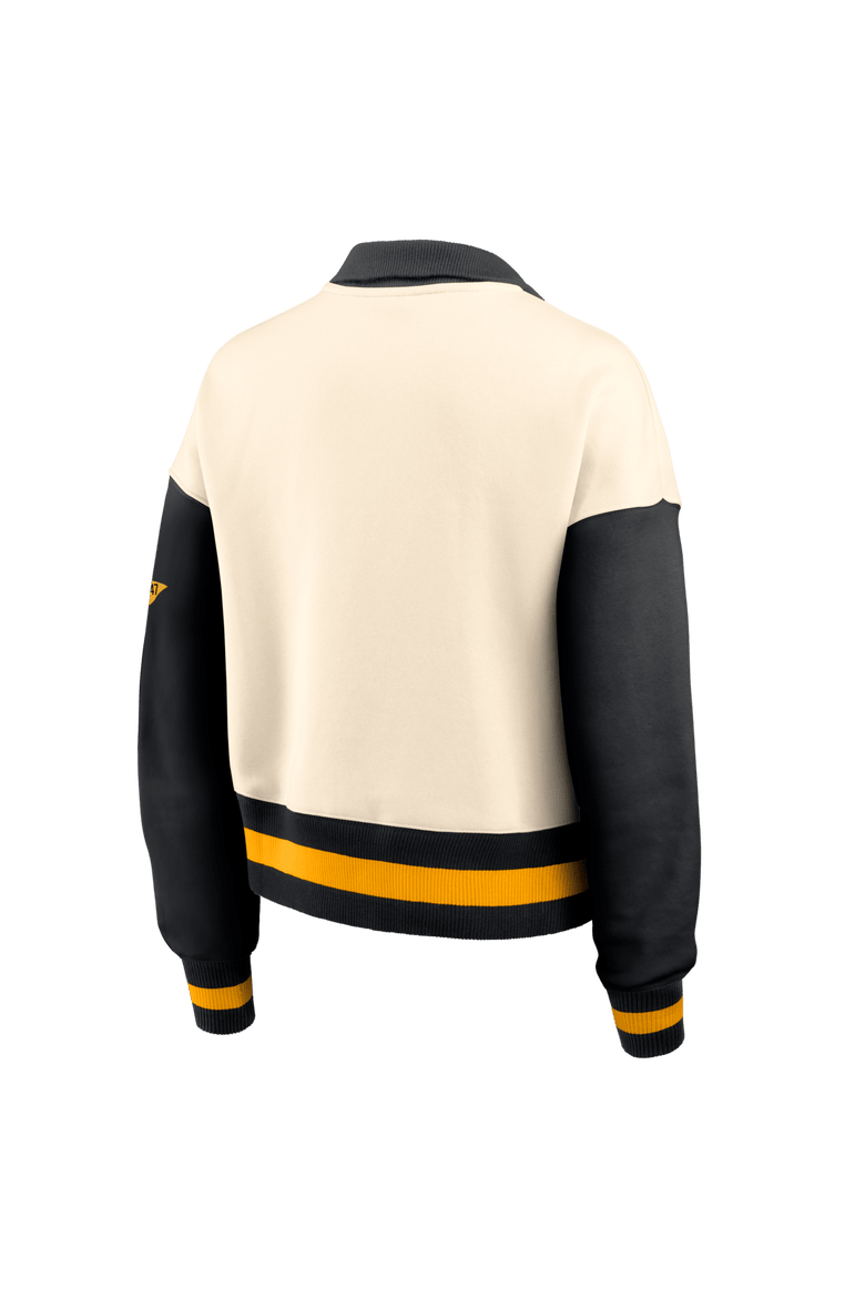 Women's Nike Natural/Black Iowa Hawkeyes Oversized Legacy Color Block Cropped Quarter-Zip Pullover, Alternate, color, Natural