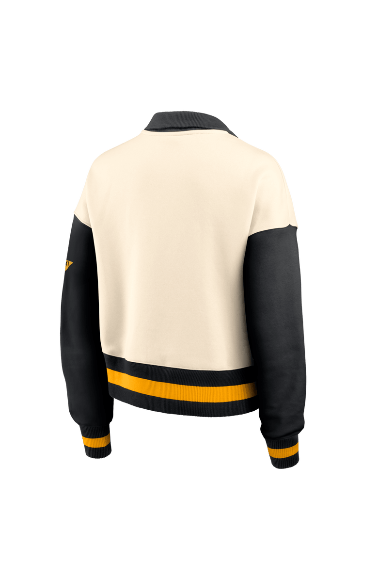 Nike Women's Nike Natural/Black Iowa Hawkeyes Oversized Legacy Color Block Cropped Quarter-Zip Pullover, Alternate, color, Natural