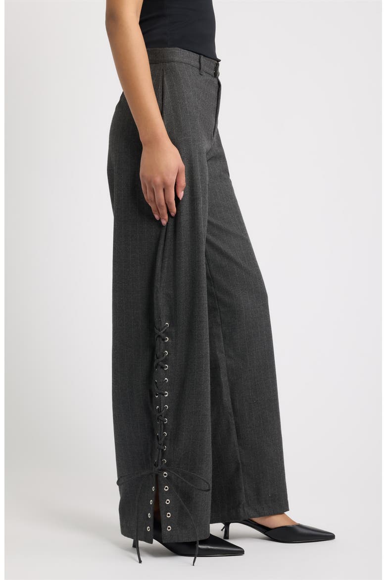 Delirio Lace-up Wide Leg Pants, Alternate, color, GRIS