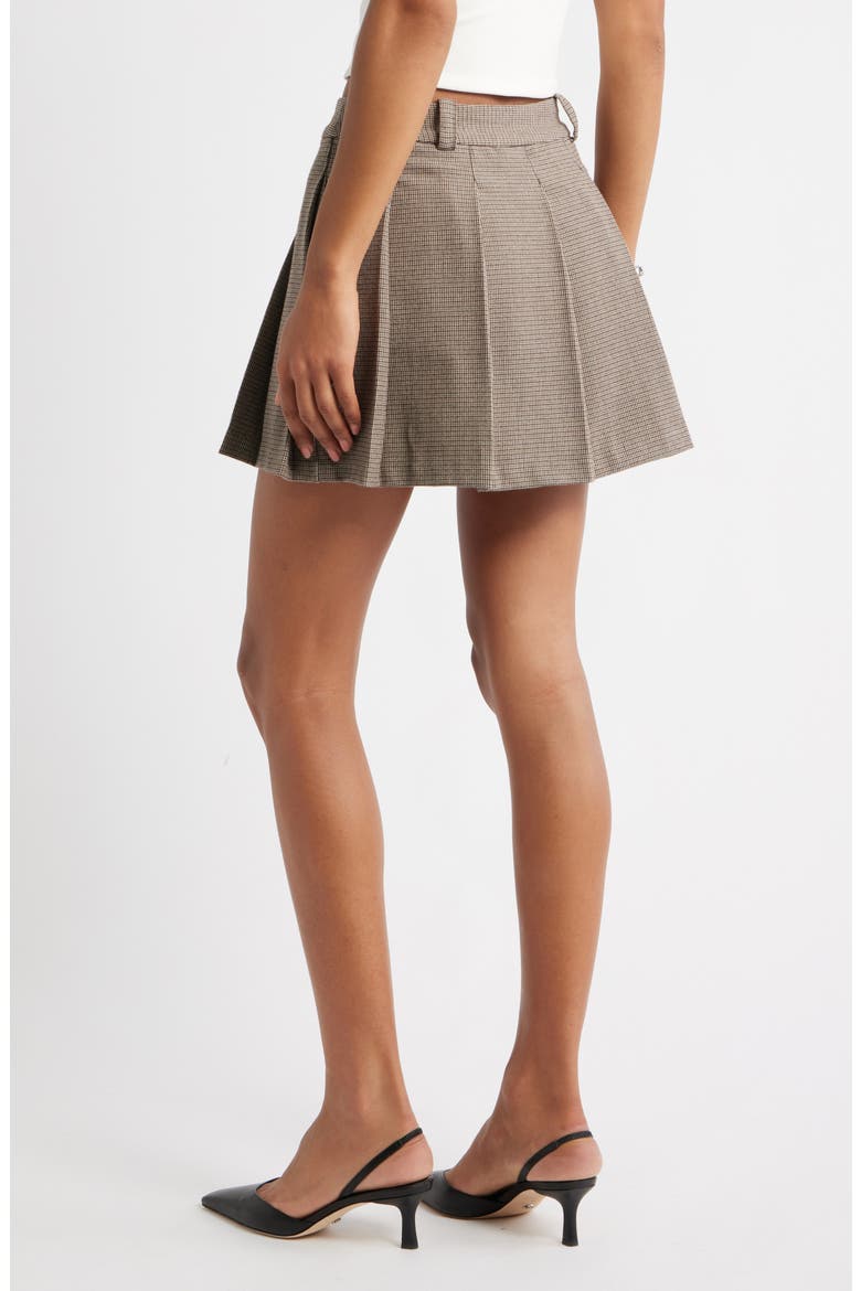 Pleated Miniskirt, Alternate, color, BROWN HOUNDSTOOTH