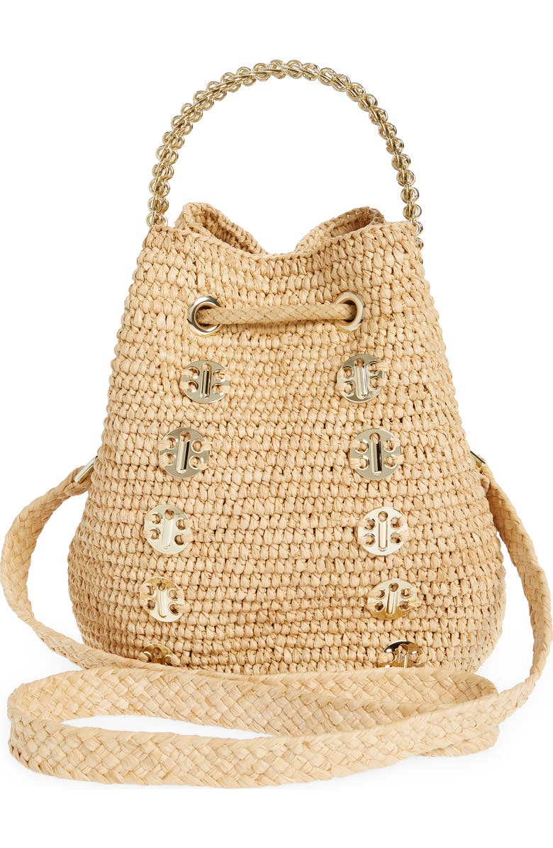 Rabanne Raffia Bucket Bag, Alternate, color,