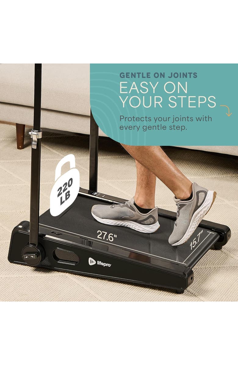 Lifepro Mini Walking Pad Treadmill with Incline Compact Under Desk Treadmill for Home & Office, Alternate, color, Black With Handle
