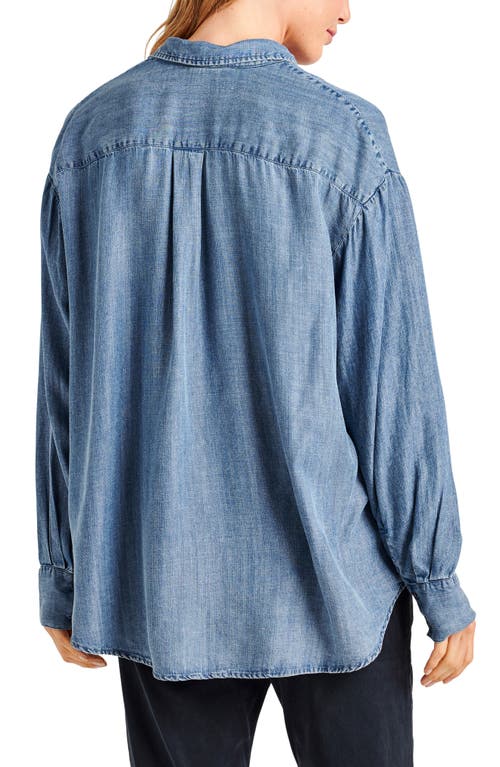 Splendid Lia Ruffle Chambray Button-up Shirt In Gold