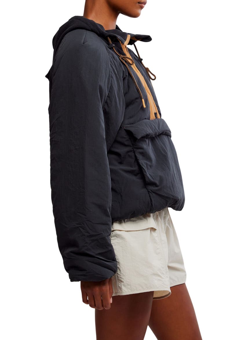 FP Movement In A Pillow Water Resistant Packable Puffer Anorak, Alternate, color, BLACK