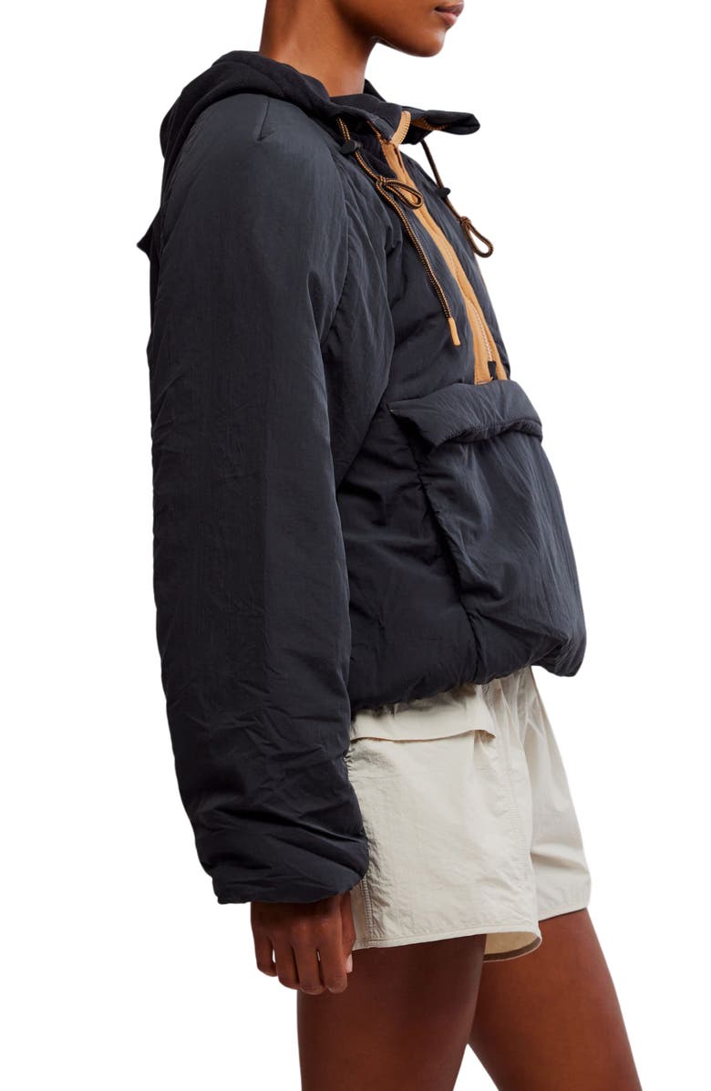 Free People FP Movement In A Pillow Water Resistant Packable Puffer Anorak, Alternate, color, Black