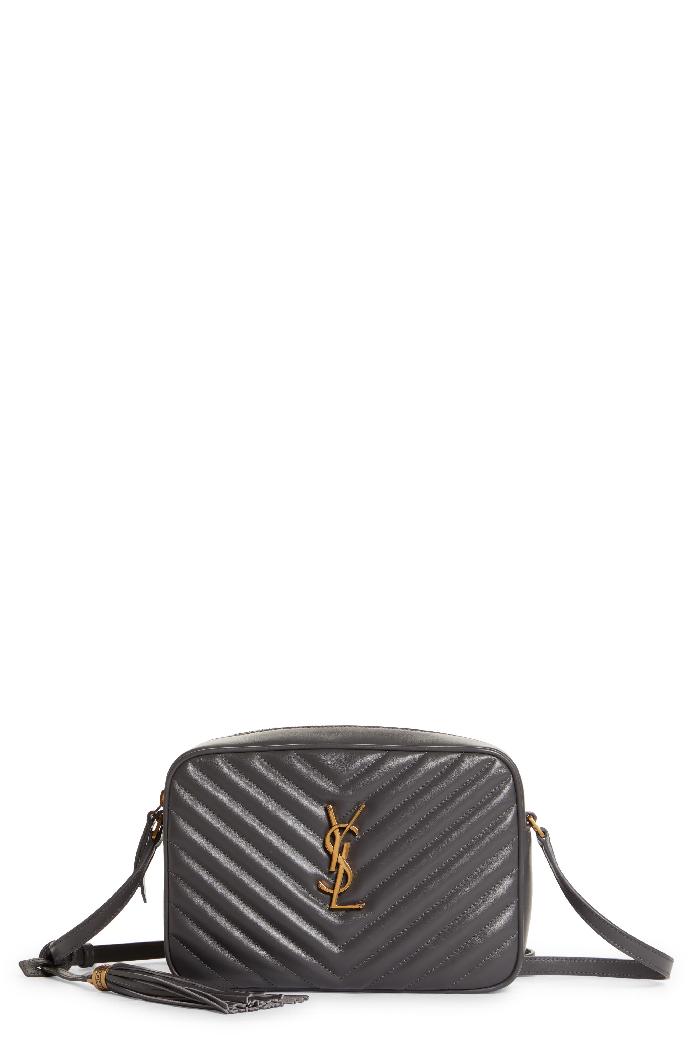 Lou Matelassé Leather Camera Bag, Main, color, STORM