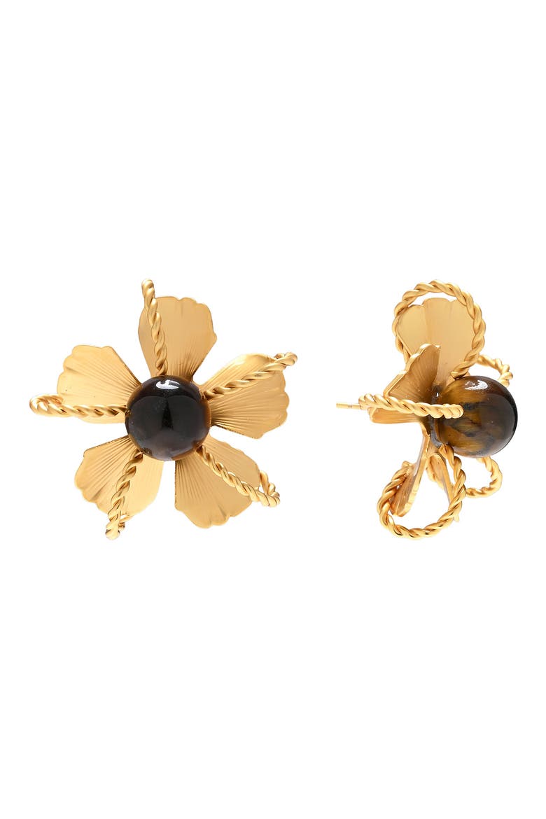 Olena Flower Stud Earrings, Main, color, GOLD