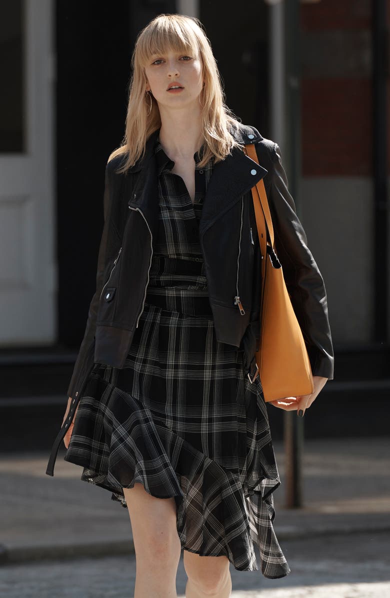 1.STATE Capital Plaid Tie Waist Shirtdress, Alternate, color, 