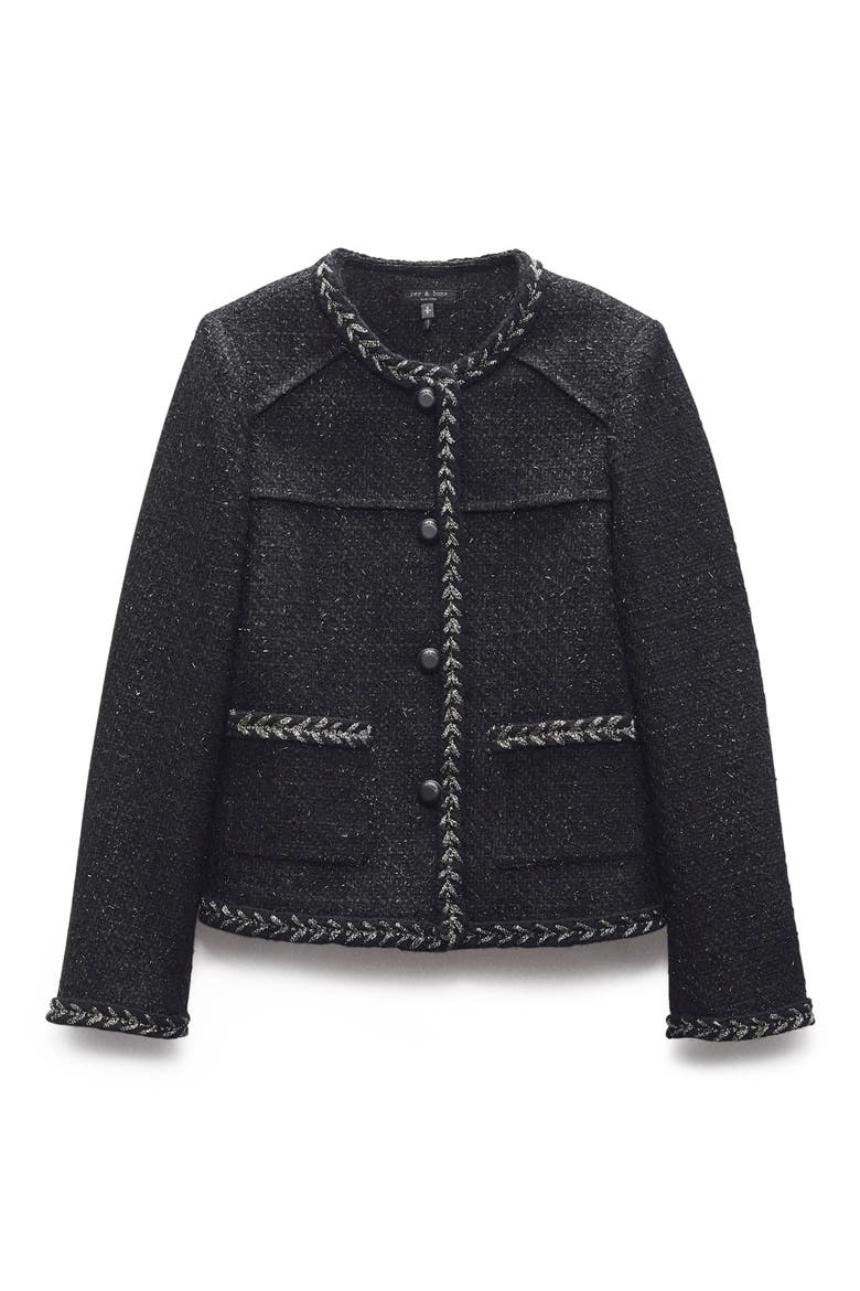 Mirabelle Metallic Tweed Jacket, Alternate, color, BLACK