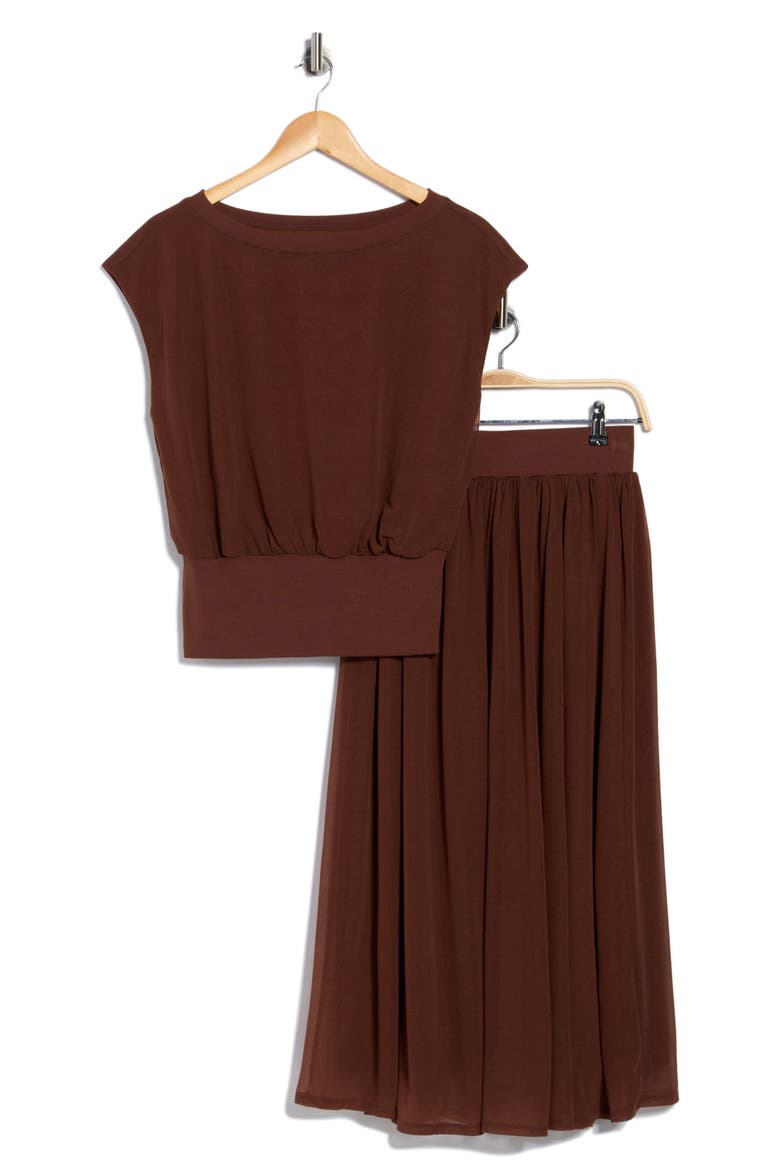 Knit Top & Midi Skirt Set, Alternate, color, CHOCOLATE BROWN