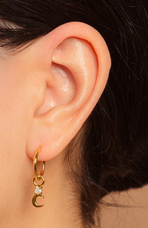 Little Sky Stone Crescent Moon Opal Earrings In Gold/white